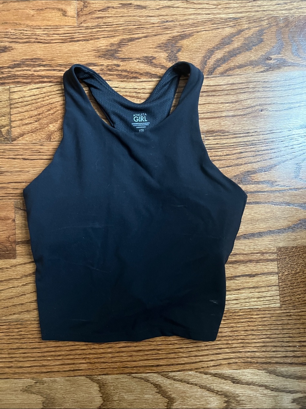 Athleta Girl Black High-Neck Racerback Crop Tank